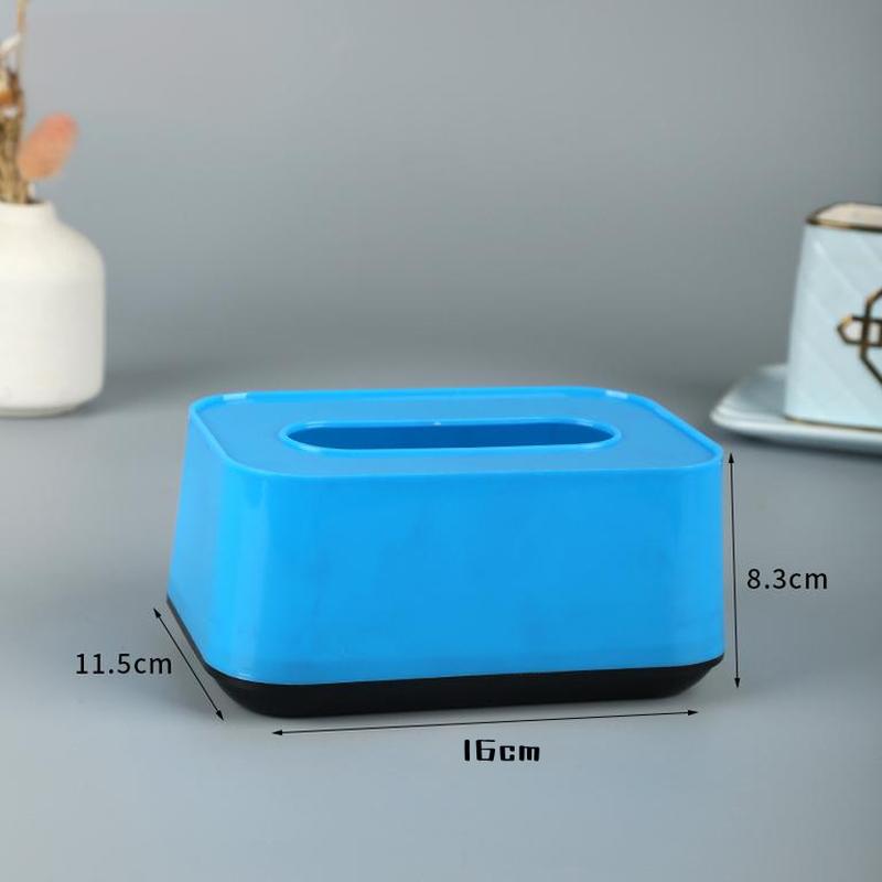 1Pc Plastic Tissue Box Square Solid Color Paper Towel Storage Box Durable Tissue Case Organizer Home Use Simplicity