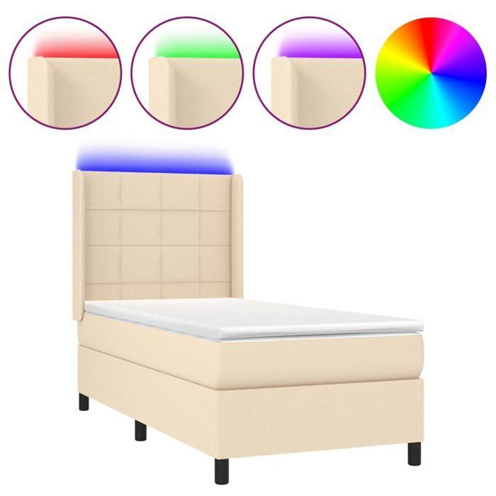 VidaXL Sommier à Lattes de Lit avec Matelas et LED, Lit Rembourré, Lit Simple, Lit Adulte de Chambre à Coucher Intérieur, 3138290