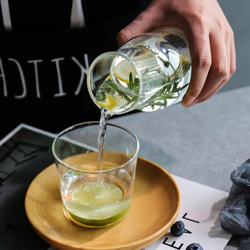 With Cup Bedside Glass Water Carafe Heat-resistant Juice Bottle Modern Drink Pitcher Living Room
