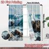 2pcs, 2D FLAT PRINTING Curtains (Without Rod) Ocean Clash Chic Curtains Prints Light Filtering Curtains Room Decor Perfect for
