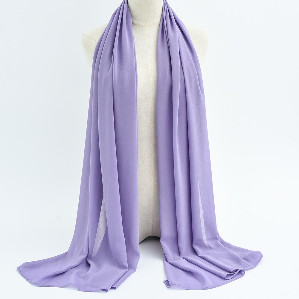 Damen einfarbiger Perlen-Chiffon-Bubbleschal, langer Seiden-Kopfschal, 70x180cm, nahöstlicher Stil