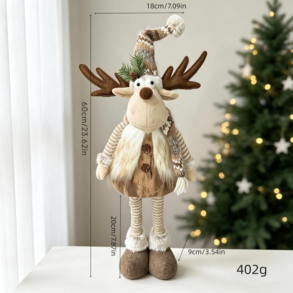 Ausziehbare Nordische Weihnachtsplüschpuppe mit gestrickten langen Beinen - Festliches Ornament für Partydekoration