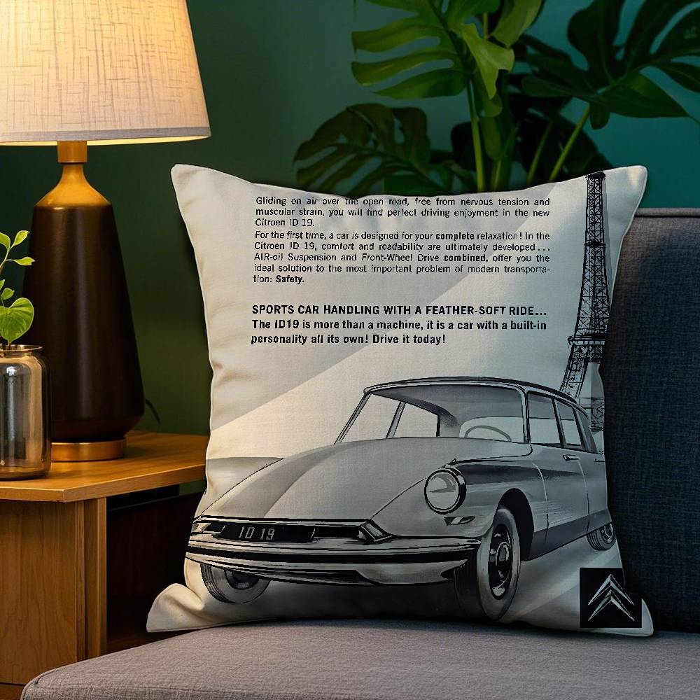 Cool C-Citroen Classic Pillow Case Plush Fabric Soft Double Sided Print Sofa Cushion Cover Throw Pillow Covers