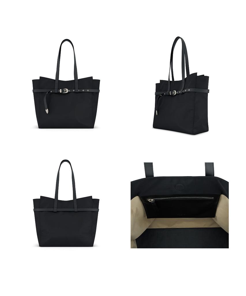 Christine Project Wrap Belted Nylon Shoulder Bag Large(Black Pepper)