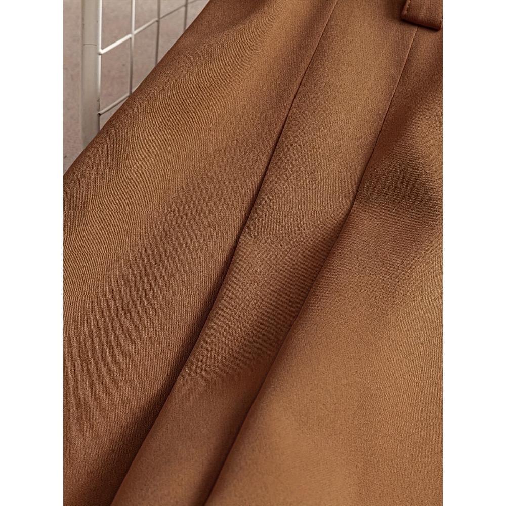 Women's A-Line Maxi Skirt Elegant Solid Color Flared Umbrella Hem with Multiple Vertical Pleats Skirt(No belt included)