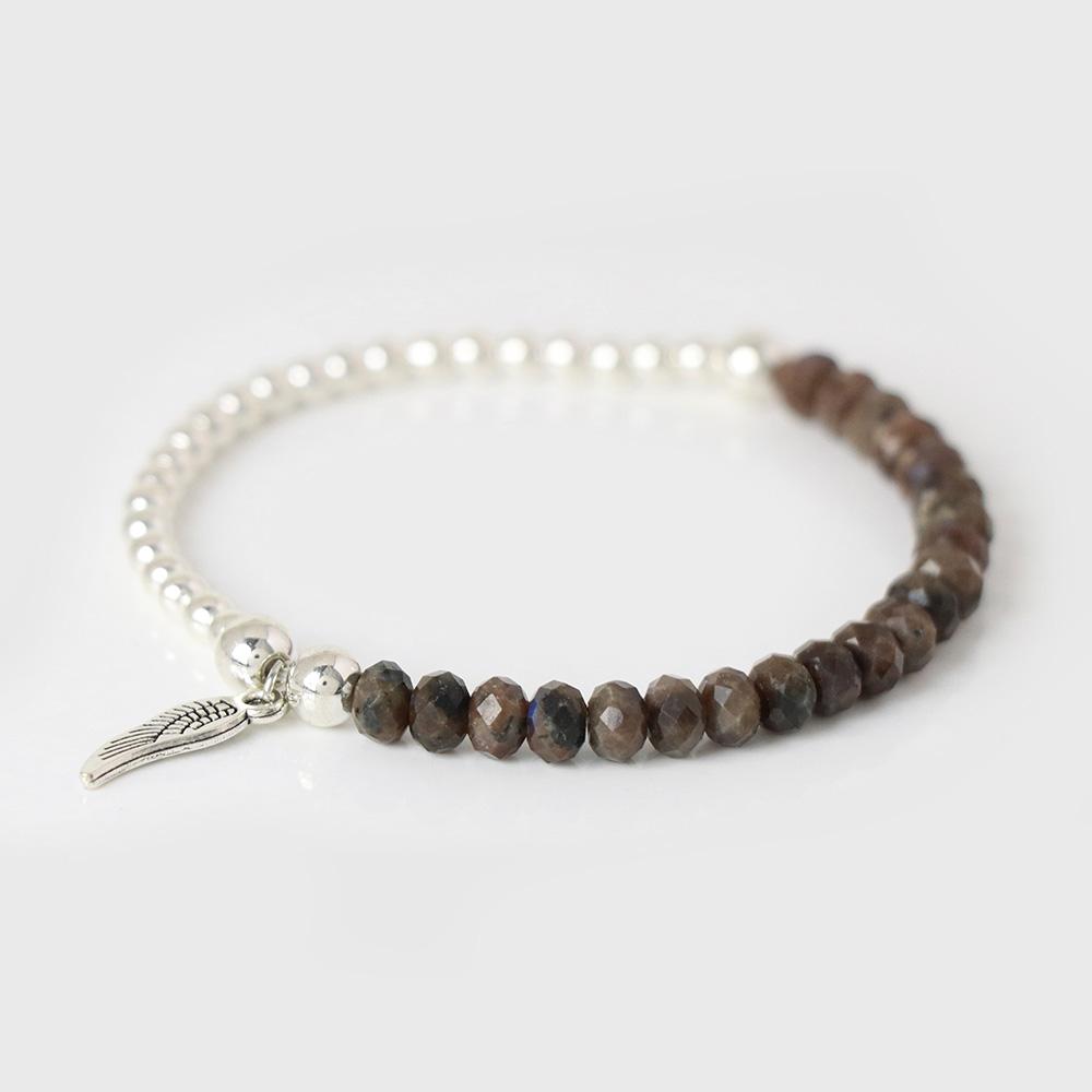 Natural Stone Rose Pink Quartz Bracelet 3x5mm Faceted Tiger Eye Agates Angel Wing Pendant Bracelets Women Men Lucky Jewelry Gift
