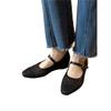 Sheepskin Version~ New Woven Hollow Mesh One-word Belt Mary Jane Sandals Women's Versatile Outer Wear Inner Height Increase Single Shoes