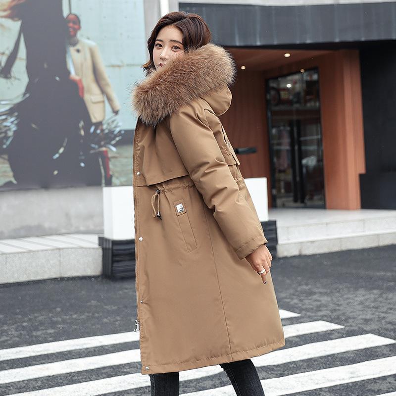 Women's Medium and Long Women's Cotton Clothes Fashion Casual Big Fur Collar Women's Cotton Clothes Winter