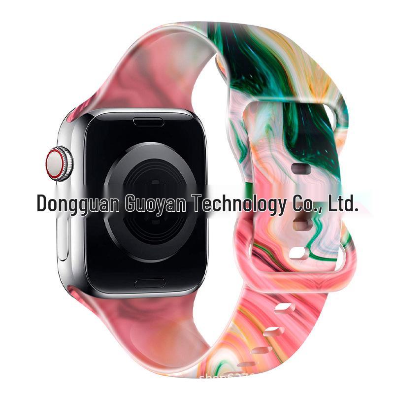 Compatible Apple iWatch S10 Colorful Pattern Silicone Sports Strap - Transparent Design