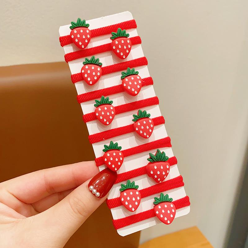 Cute Red New Year Children's Hair Ties - Non-Damaging Festive Elastic Bands for Girls