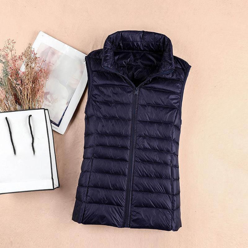 Giacca in Piumino d'Anatra Bianca Gilet da Donna Autunno Inverno Senzamaniche Gilet Caldo Leggero Piumino Top Femminili Capispalla 8XL