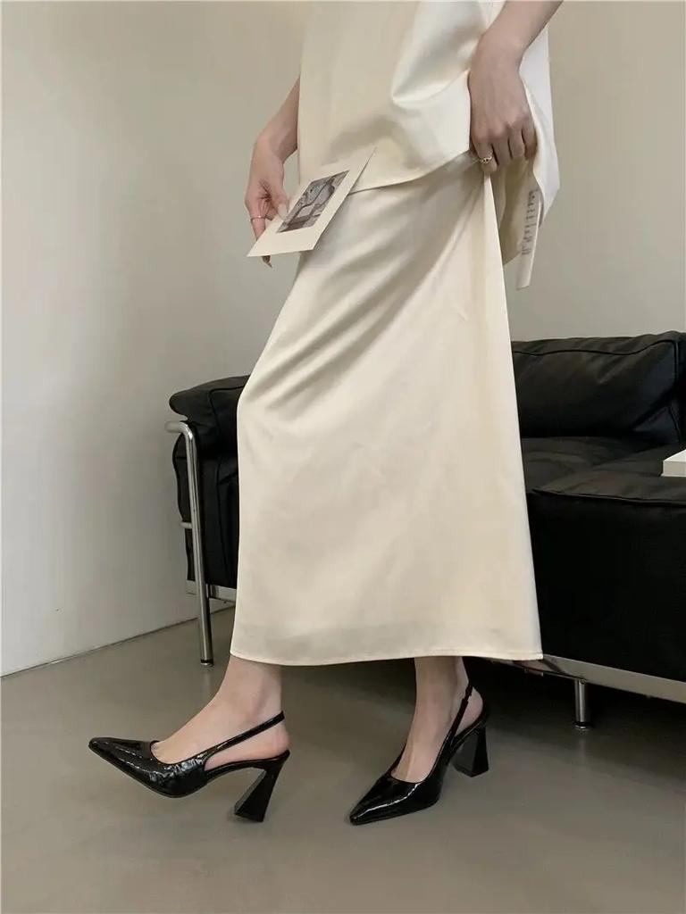 Women's Fashion Shoes Summer French Temperament Baotou Back Hollow Trip Strap Sandals With Skirt Pointed Thick Heeled High Heels
