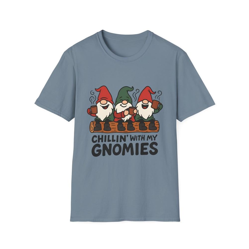 

Unisex Softstyle T-Shirt Holiday Gnomes Cocoa Mug Funny Christmas Graphic Tee XL