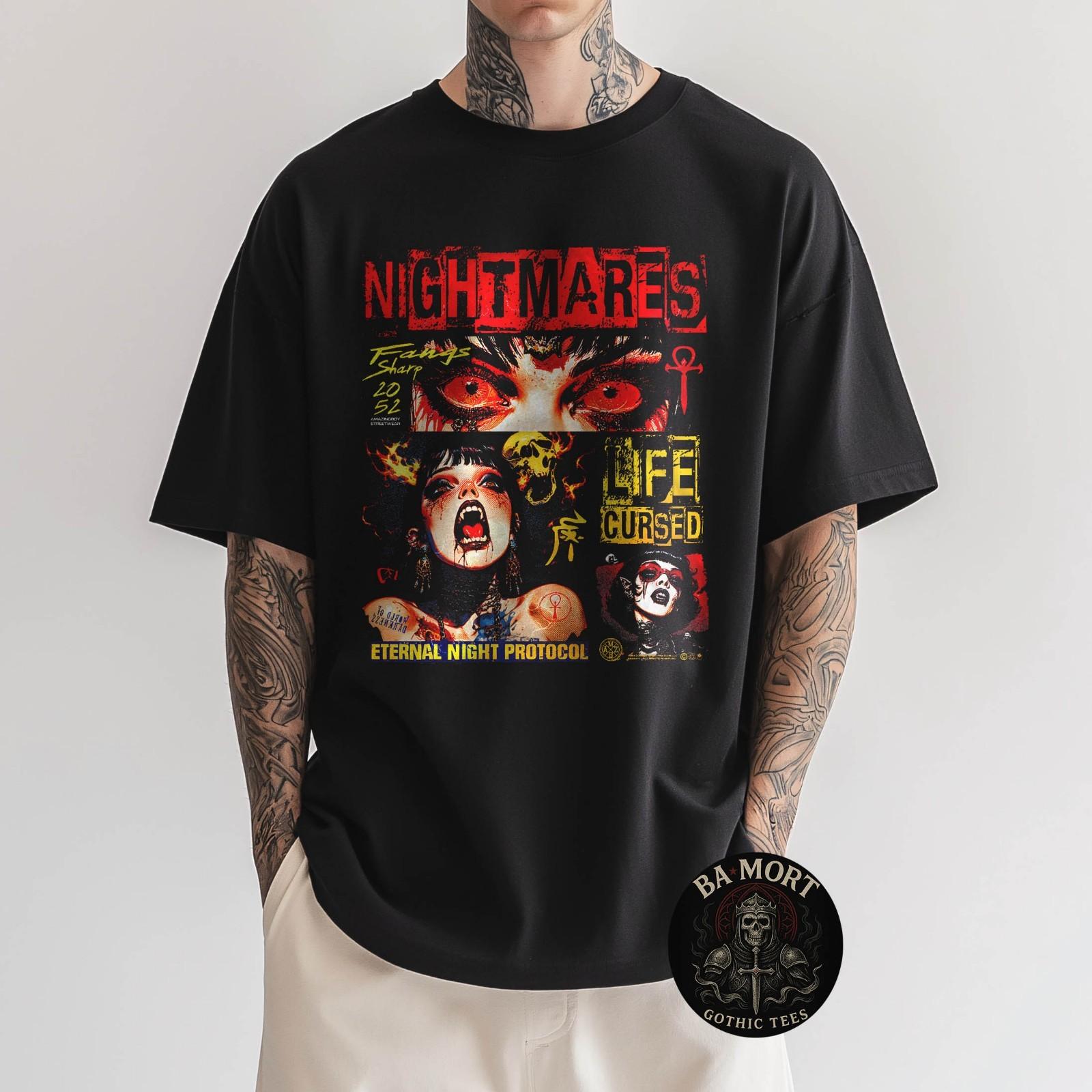 

Creepy Manga Horror Gothic Anime Japanese Goth Y2K Vampire T-Shirt 5XL різнокольоровий