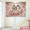 2D flat 2D flat banner 1 piece of a magnificent 80th birthday party banner - featuring a pink and white floral design