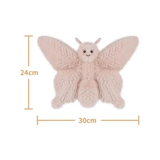 Peluche Abricot Agneau Rose Élégant Papillon, Doux, Mignon, Moelleux, 24cm