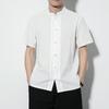 Summer Chinese Style Linen Short-sleeved Shirt Men's Retro Disc Buckle Large Size Tang Suit Hanfu Cotton and Linen Shirt Men