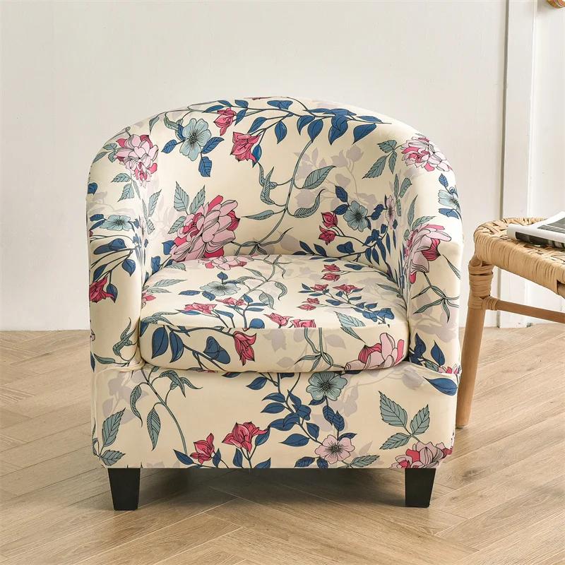 Floral Printed Single Sofa Couch Covers Club Bath Tub Armchairs Cover Stretch Lazy Boy Chair Slipcover Removable for Bar Counter