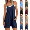 Summer New Casual Pocket Suspender Knitted Shorts Jumpsuit Suspender Pants