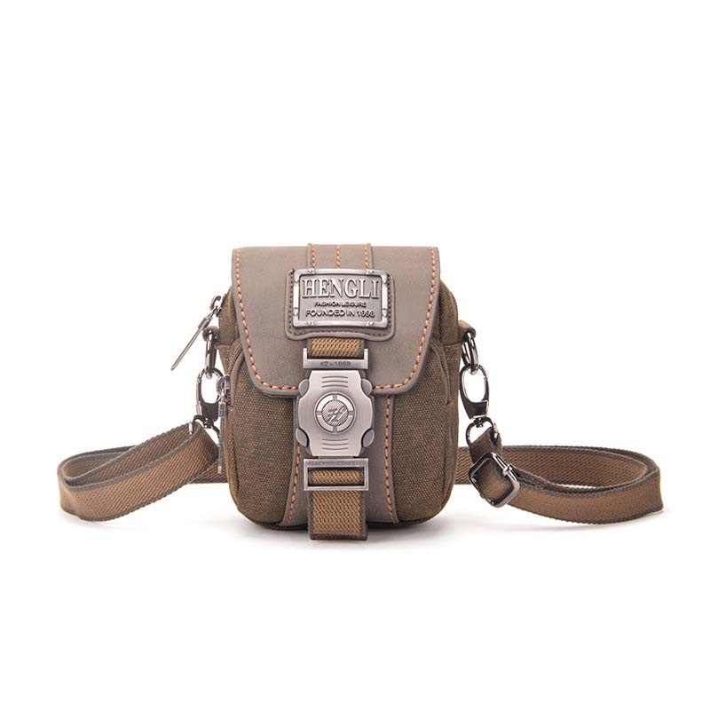 High-Quality Retro Canvas Small Bag Men Fashion Multi-Functional Pockets Leisure Travel Phone Bags Toolkit Vintage Package