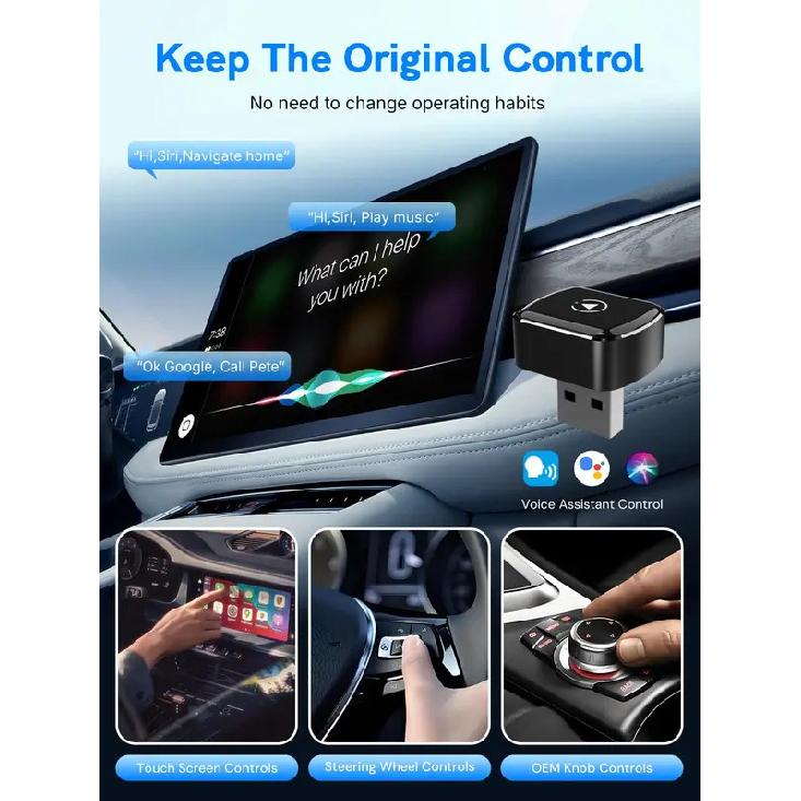 Wireless CarPlay Adapter 2026 Upgrade Wired CarPlay To Wireless, Mini USB Design for Cars with Built-in Wired Apple CarPlay Seam