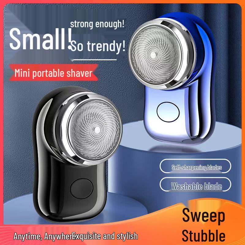 Rechargeable Men's Electric Shaver: Portable Beard Trimmer with Long-lasting Battery for Home, Travel, and Car Use.