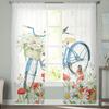 Cykel Blommamålning Tyll Gardiner för vardagsrumsgardiner Fönster Skira Moderna Gardiner för sovrumsinredning