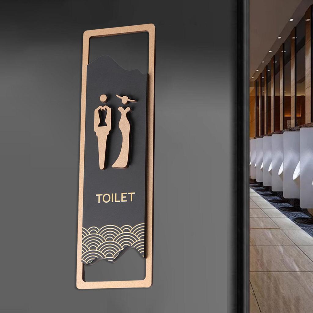 Panneau Toilettes Plaque à Suspendre Murale Signalisation de Salle de Bain Panneau Toilettes Unisexe pour Centre Commercial Public Porte ou Mur Parcs Commerciaux Boutiques