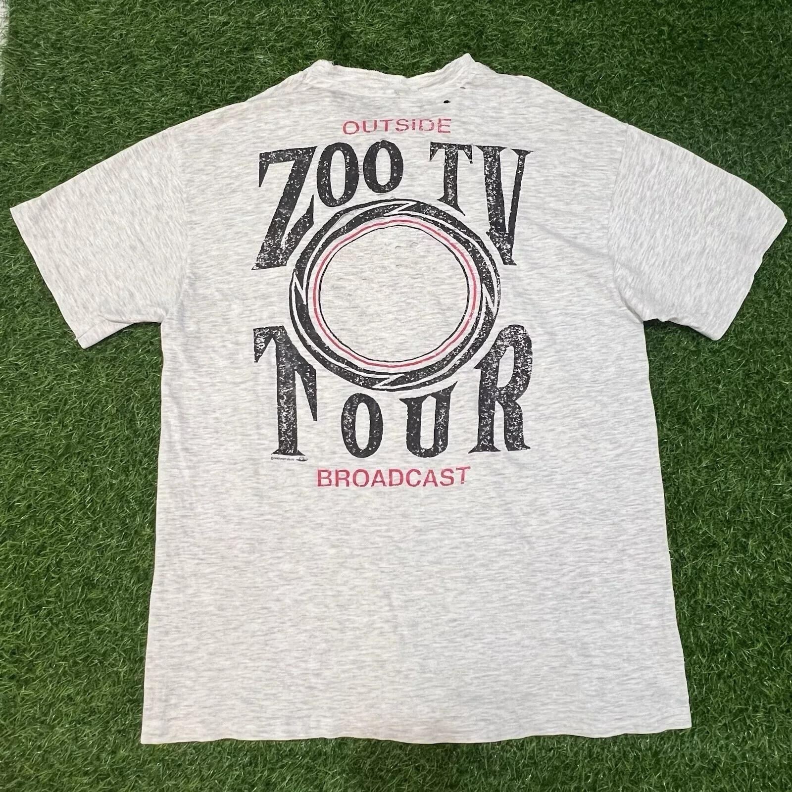 Vintage 1992 U2 Zoo Tv Tour Outside Broadcast Distressed T-Shirt Reprint S-4XL XXXL