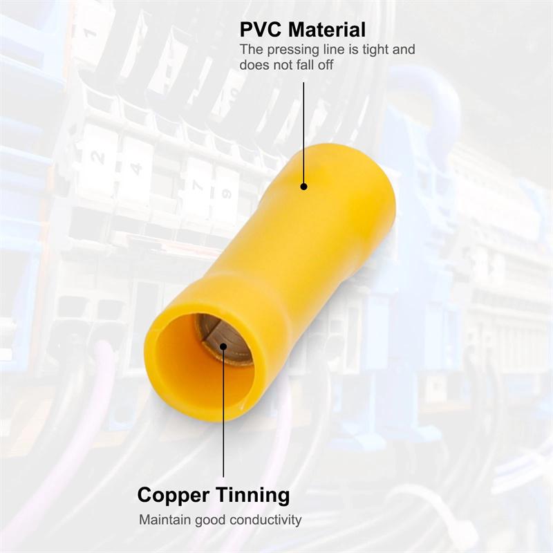 200Pcs Straight Butt Wire Terminal Splice Crimp Insulated Copper Cold Press Terminals Electrical Wire Connector Bv1.25 Bv2 Bv5.5