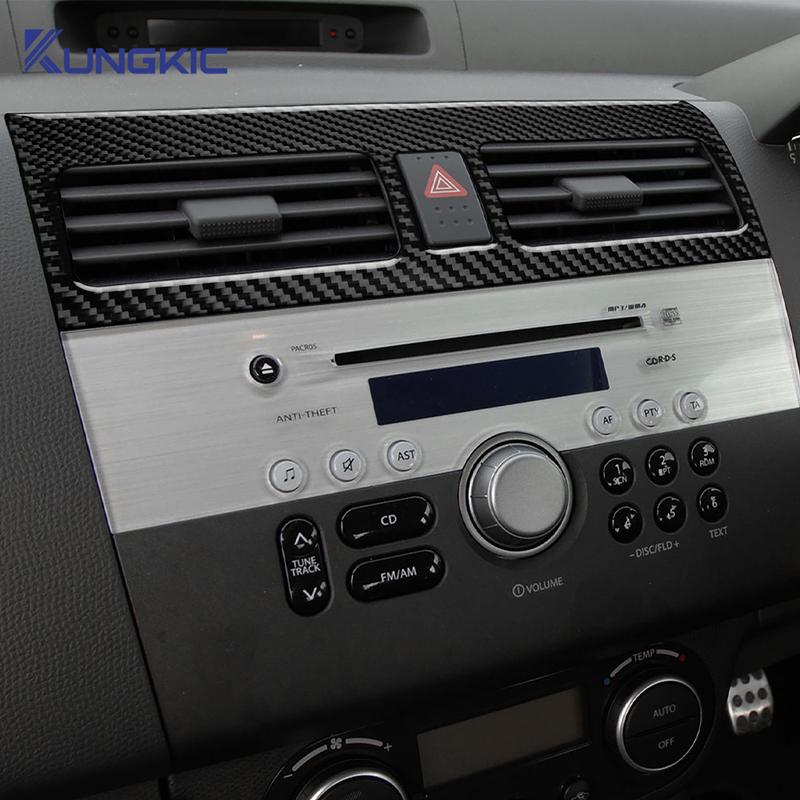 For Suzuki Swift Sport ZC31S ZC32S 2005 2006 2007 2008 2009 2010 Real Soft Carbon Fiber Car Console Air Outlet CD Trim Sticker.