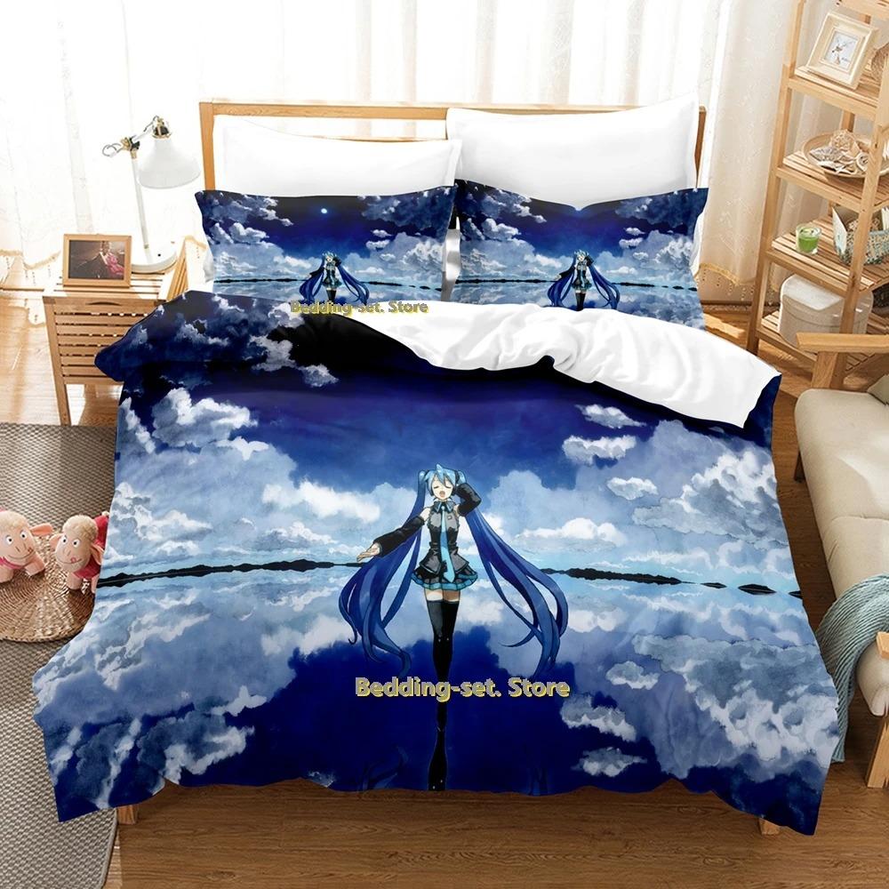 Elegant Classic Single Twin Full Queen King Vocaloid Size Bed Adult Kid Bedroom Duvetcover Sets 3D Anime Quilt