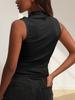 Women's Mock Neck Sleeveless Tank Top Slim Fitted Ruched Draped Top