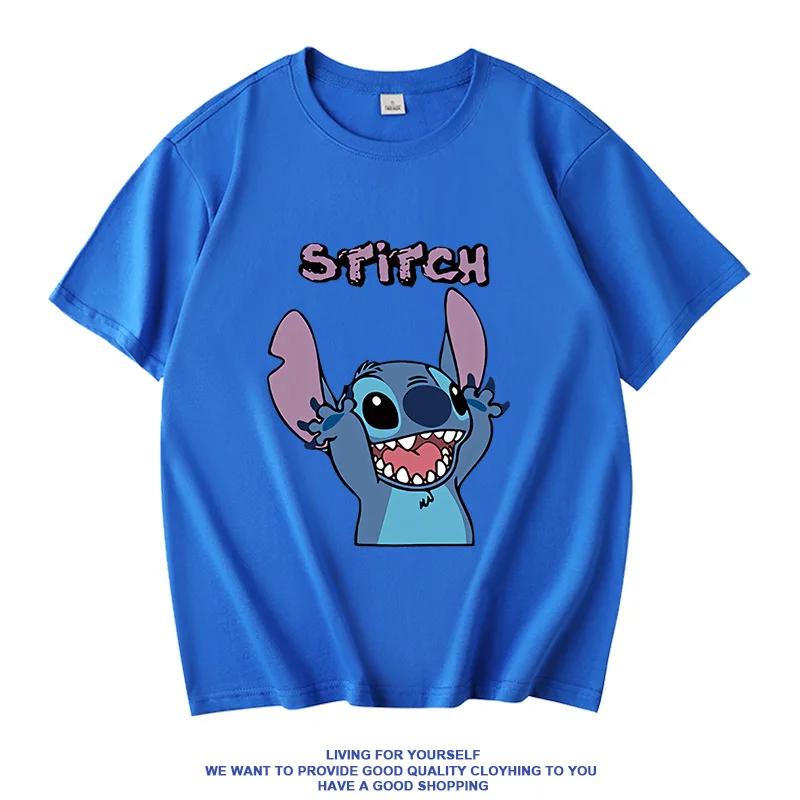 Women's Disney Summer Casual T-shirt with Stitch Design - Loose Fit Short-sleeved Student Top