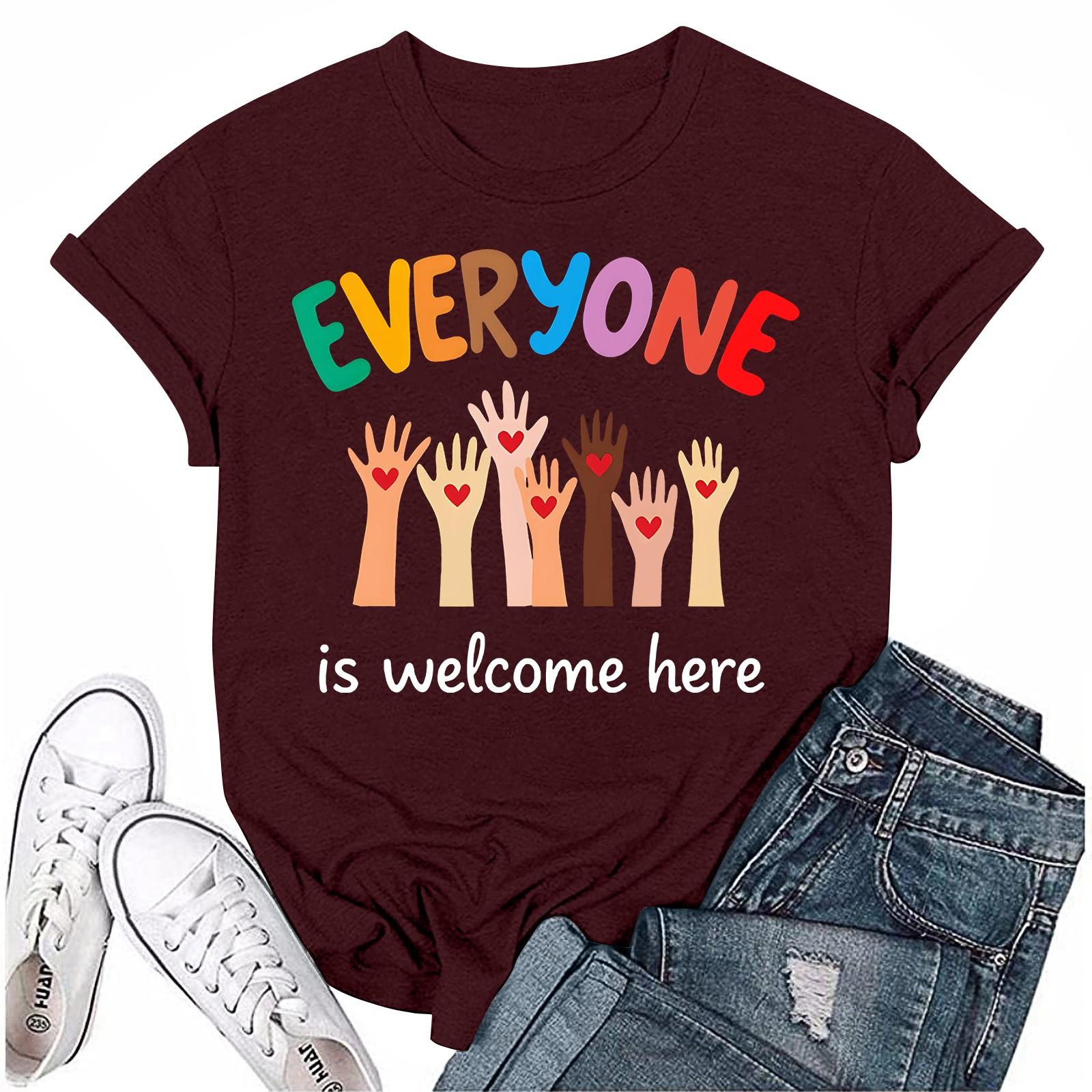 Взрослые Повседневные Ежедневные Круглый вырез с принтом Короткие рукава Футболка Топ с буквами XL винный 1189₽