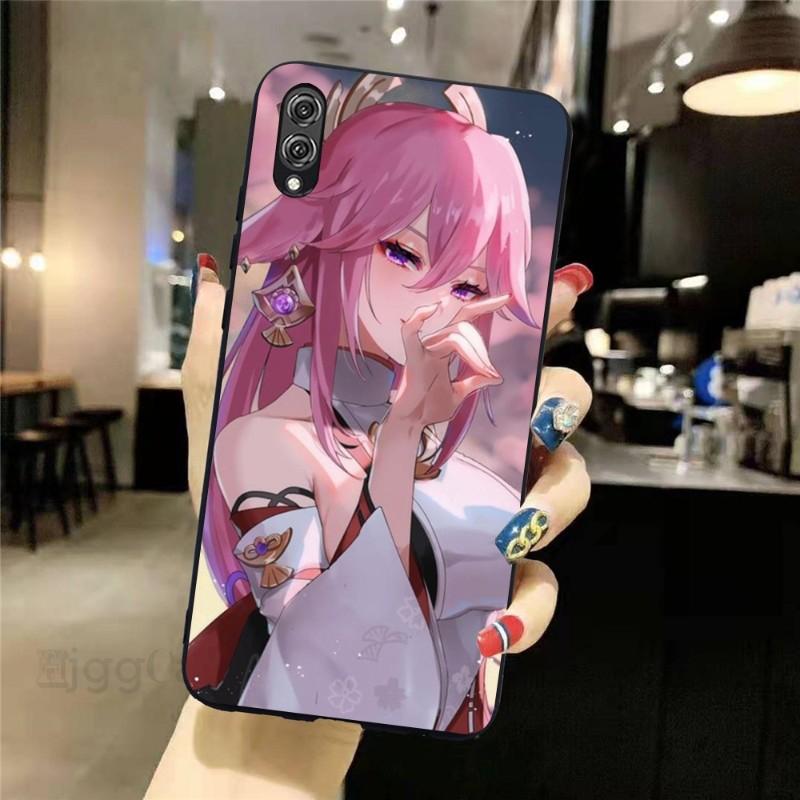 Genshin Impact Yae Miko Phone Case For Honor 70 50 20 7S X9 X8 X7 Magic 4 3 Pro Soft Black Phone Cover