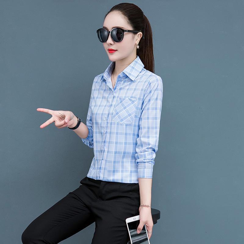 Women's Long Sleeve Retro Plaid Shirt - Korean Hong Kong Style, Loose Fit, Large Size, Spring/Autumn Casual Jacket.