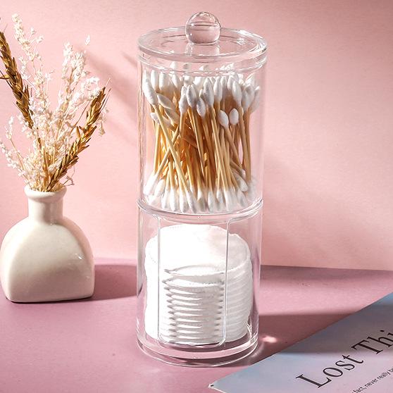 Dustproof Cotton Swab and Makeup Remover Storage Box with Lid