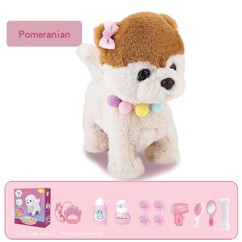 Pluszowy Piesek Elektroniczna Interaktywna Zabawka dla Dziecka Potrząsa Ogonem Udawaj Ubieranie Wypchany Piesek Spacerujący Szczekający Piesek na Smyczy