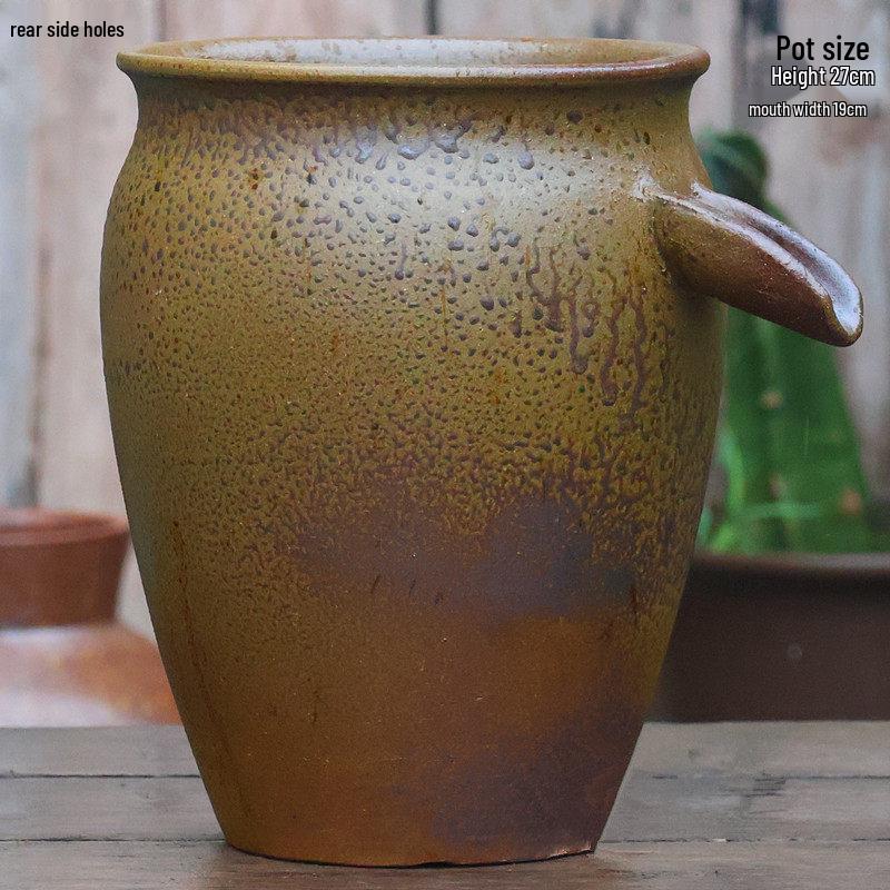 Tall Handmade Retro Chinese Hydroponic Ceramic Vase for Indoor Flower Arranging