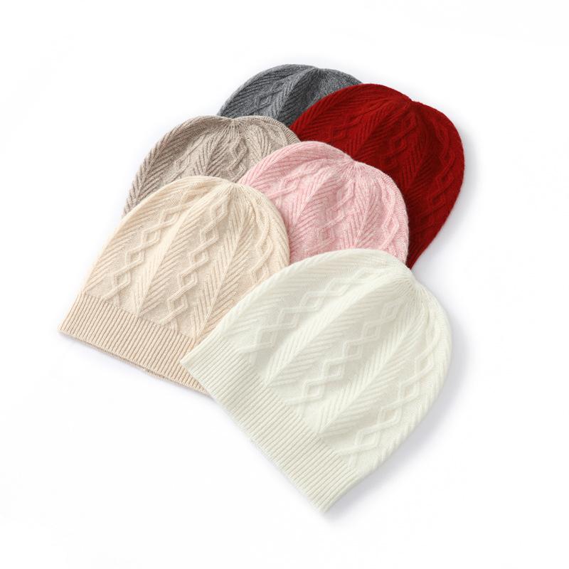 Autumn and Winter New Pure Wool Hat Women's Wool Knitted Threaded Edge Couple Ear Protection Warm Bald Hat Cold Hat