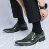 Fashion British Style Men Oxfords Fashion Green Plaid Leather Shoes For Men Dress Shoes Business Men's Formal Shoes Social Masculino