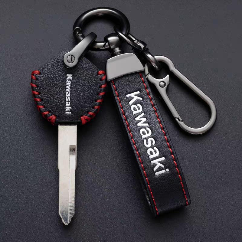 Leather Car Key Case Cover Shell For Kawasaki Z650 Z 650 Z650RS Ninja 650 2017 - 2023 2024 2025 CNC Auto Keychain Accessories