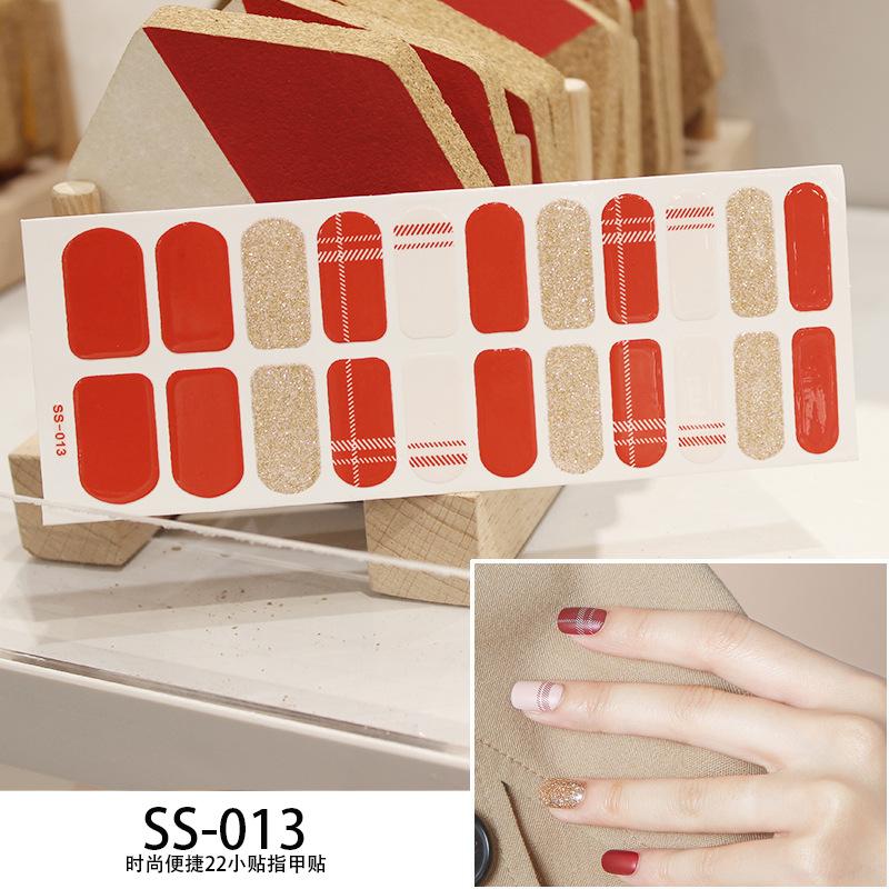 22pcs Sheet Laser Bronzing Full Cover Nail Stickers Long Lasting Tearable Cute Nail Art Wraps Design