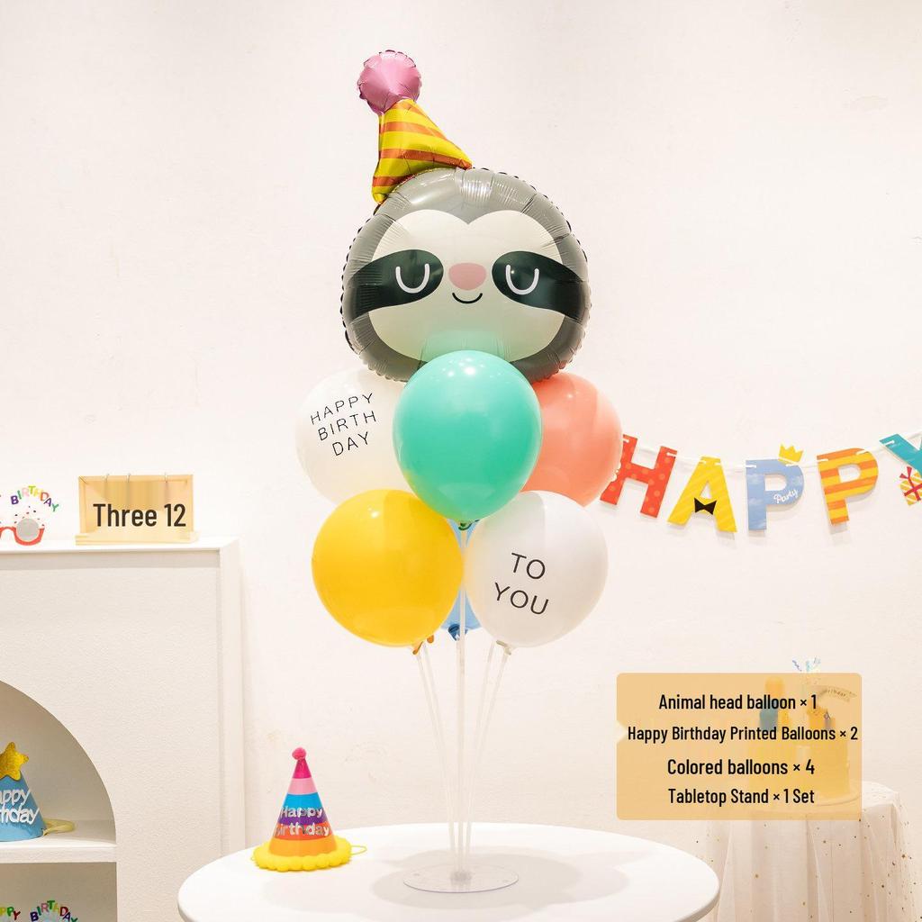 Cartoon Animal Birthday Table Decorations: June 1st Children's Day Balloons & Dessert Ornaments