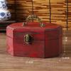 Vintage Wooden Jewelry Box Octagonal Design Storage Container with Lid and Handle Gift Box Snacks Dried Fruits for Home Decors