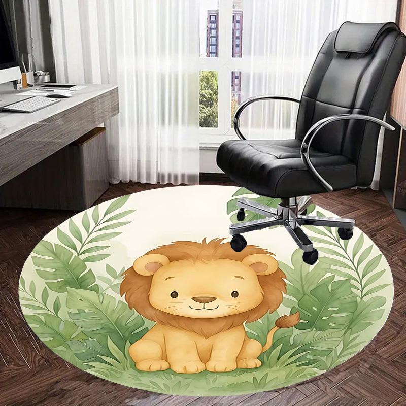 1PC Lion Jungle Non-Slip Floor Round carpet, Office, family, bedroom, Large Area Rug Indoor Rugs,  Durable Polyester-Z0410