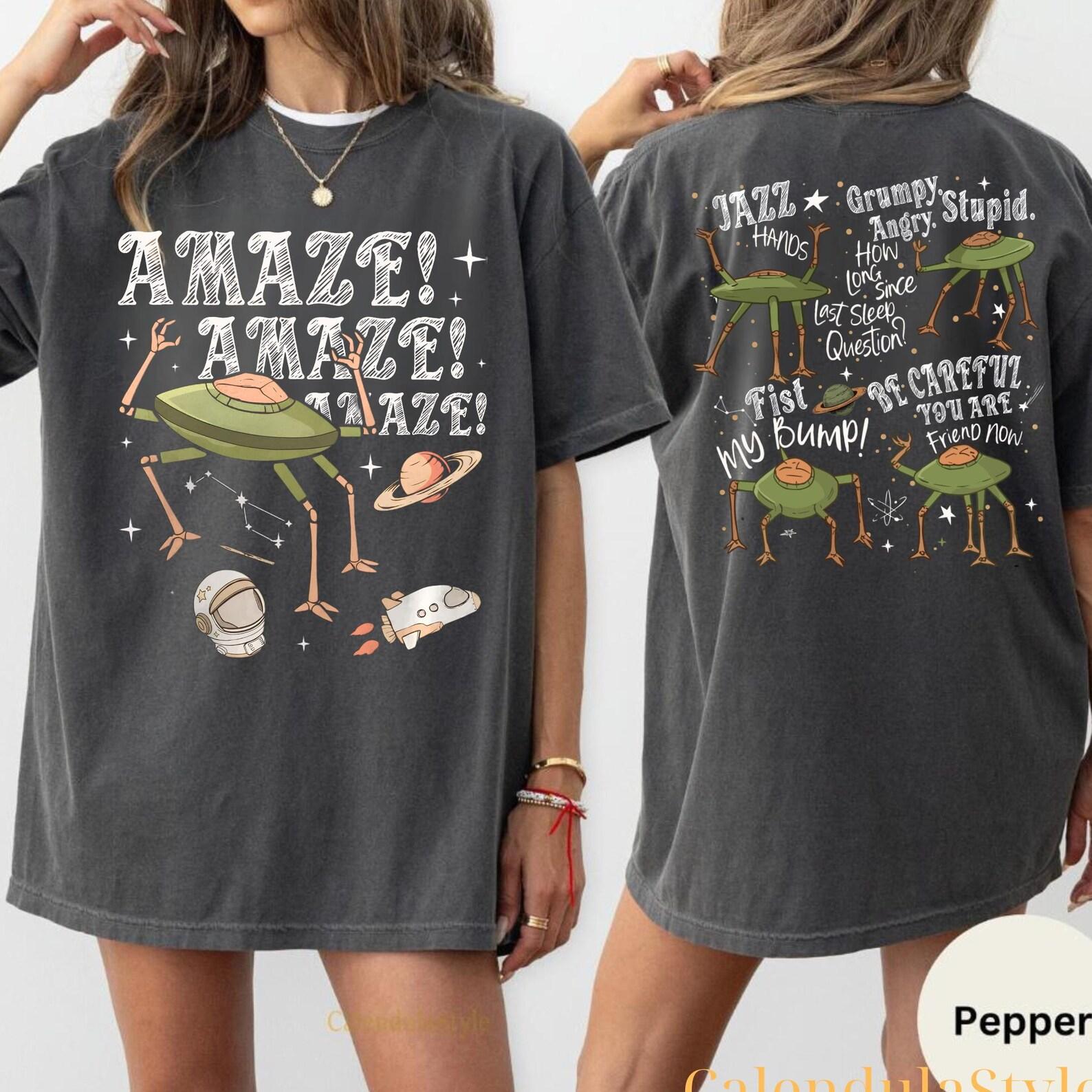 Amaze Amaze Amaze Jazz Hands Tshirt, Rocky Amaze Project Hail Mary Shirt, Hail Mary Book Shirts, Sci Fi Book Lover TShirt, Retro Alien Tee 4XL