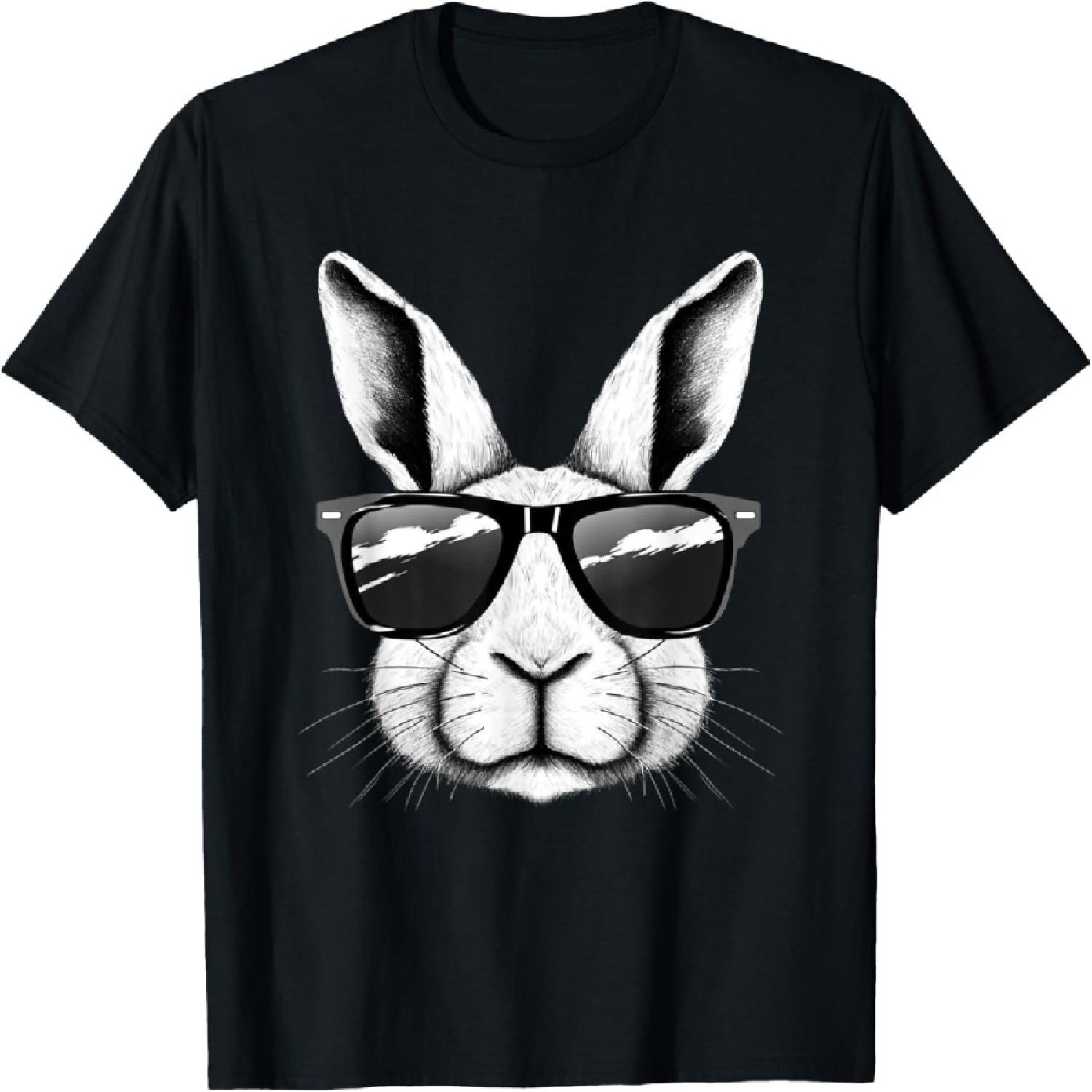 Cool Bunny Face Sunglasses Funny Easter Bunny Rabbit T-Shirt S