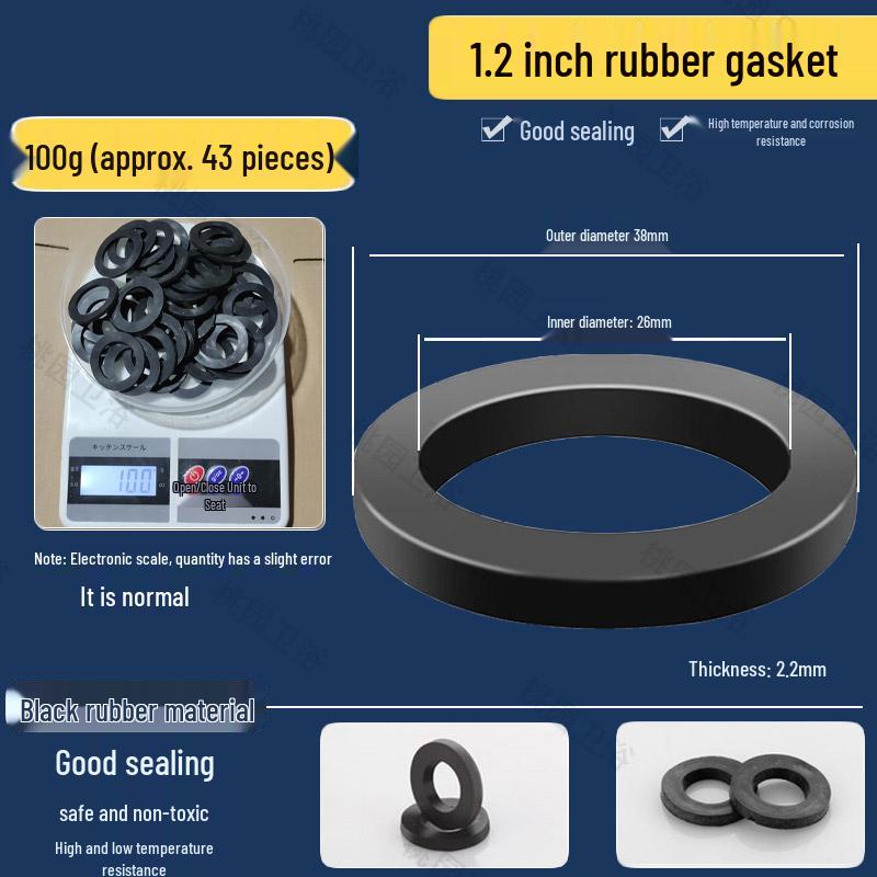 Waterproof Rubber Gasket Pad for Shower Hose & Water Meter - Fits 3/8", 1/2", 3/4", 1" Size Washers